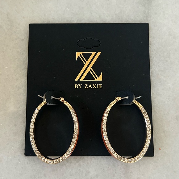 Z by Zaxie Other - ⭐ ZAXIE Gold Rhinestone Oval Hoop Earrings Glam Sparkle Statement Jewelry